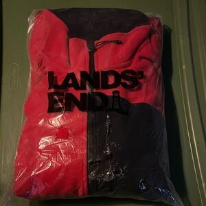 LANDS END Men’s red & black full zip fleece XL